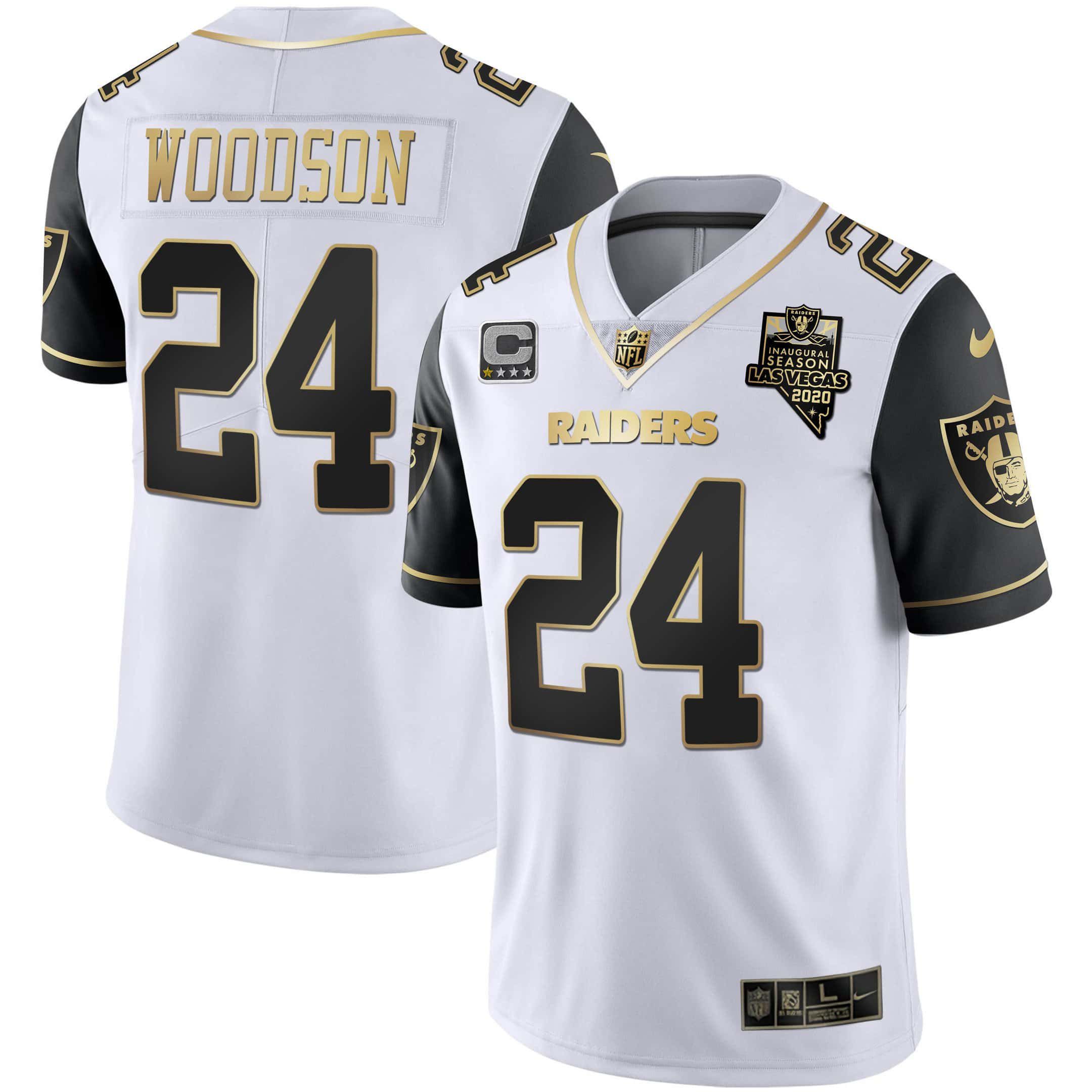 Men Oakland Raiders #24 Woodson 2024 Nike Vapor White Gold & Black Inverted Limited NFL Jersey style 1->indianapolis colts->NFL Jersey